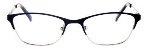 Teresa Black and Silver Thin Cat-Eyed Plastic Size 49 Women's Petite Glasses For Small or Narrow Faces